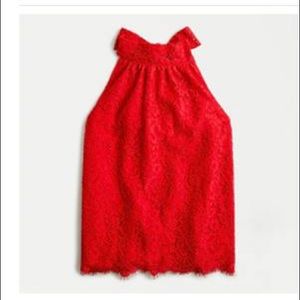 Jcrew red lace halter top